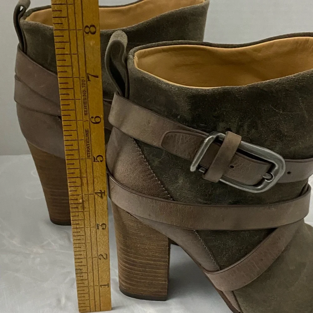 Sigerson Morrison Belle  Brown Suede Leather Block Heel Ankle Boots Womens 6 - Picture 6 of 11